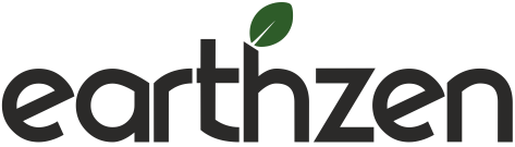 Logo of 'Earthzen Organics' with a leaf symbol on a white background